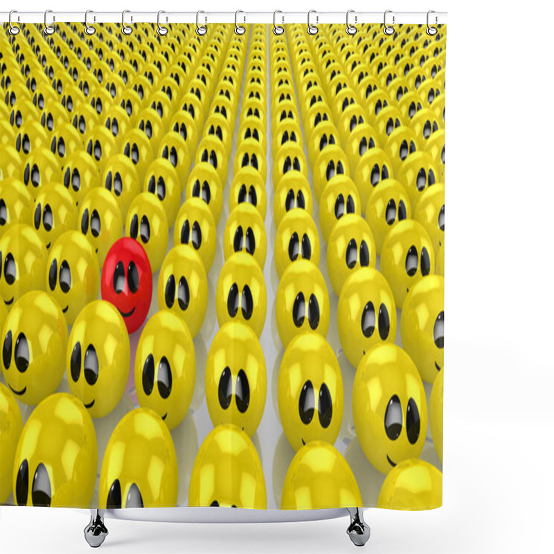 Personality  Army Of Yellow Spheres With Smiling Faces  Shower Curtains