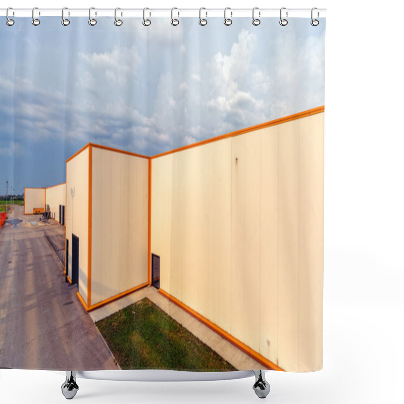 Personality  Aluminum Facade On Industrial Building Shower Curtains