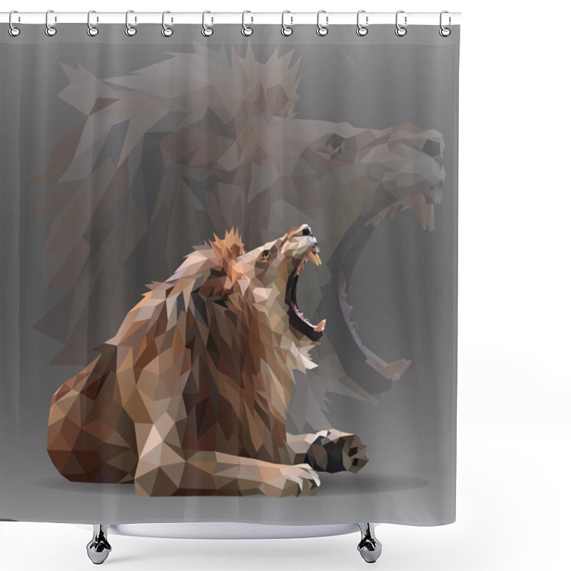 Personality  Growling Lion In Geometrical Style. Shower Curtains