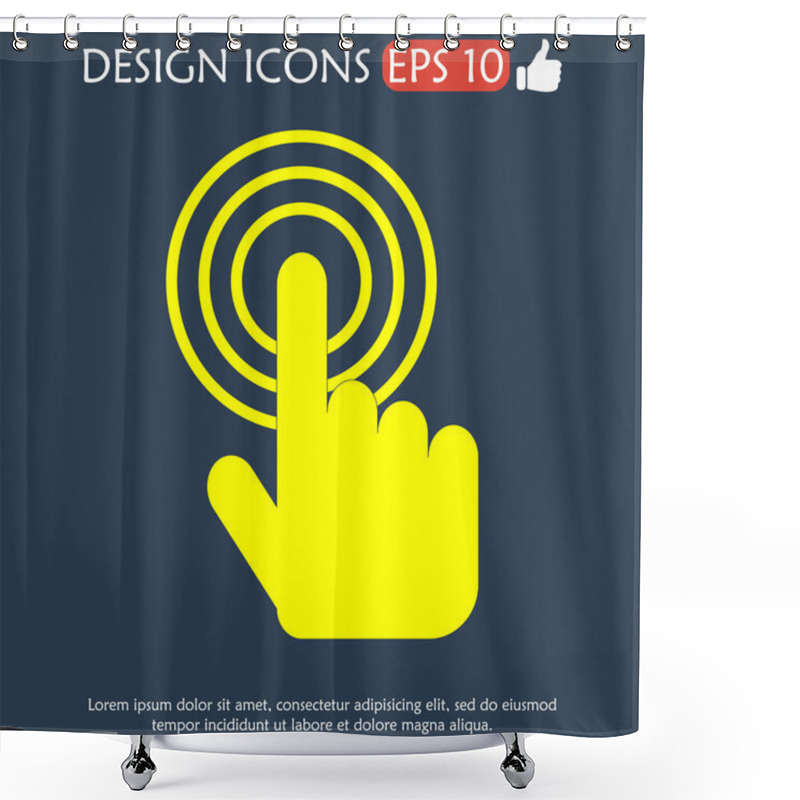 Personality  Sign Emblem Vector Illustration. Hand With Touching A Button Or Pointing Finger. Shower Curtains