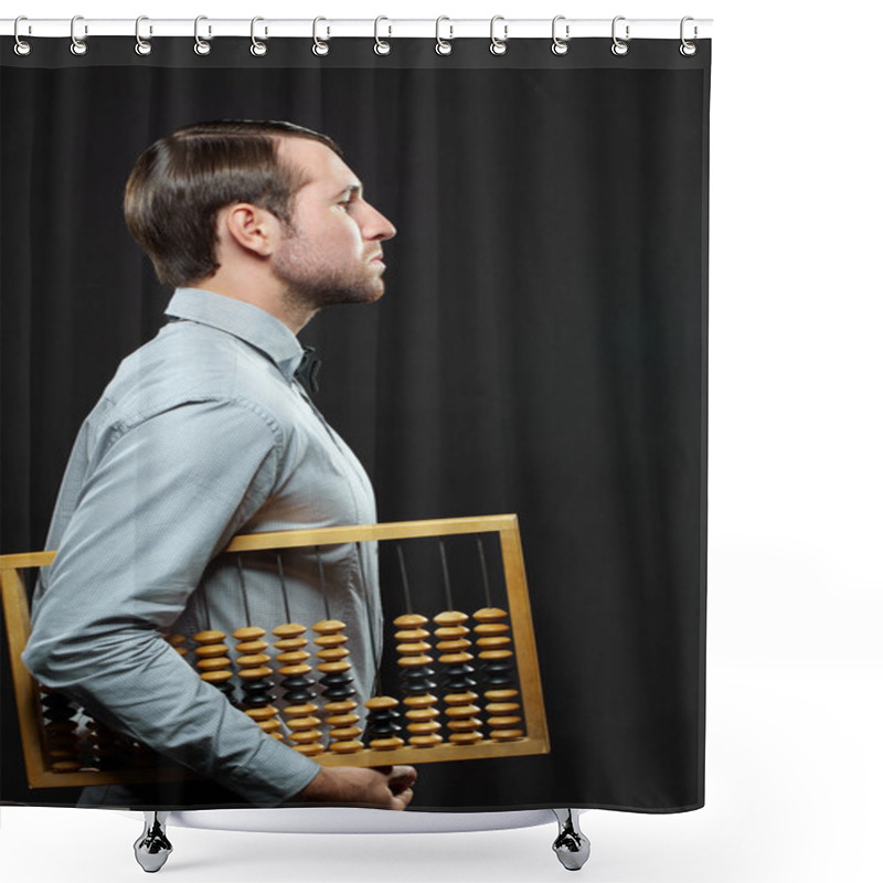 Personality  Businessman Holding Abacus  Shower Curtains