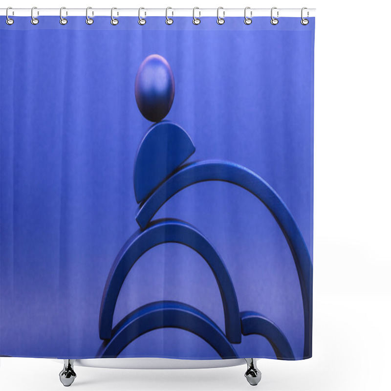 Personality  Blue Abstract 3d Forms Shower Curtains