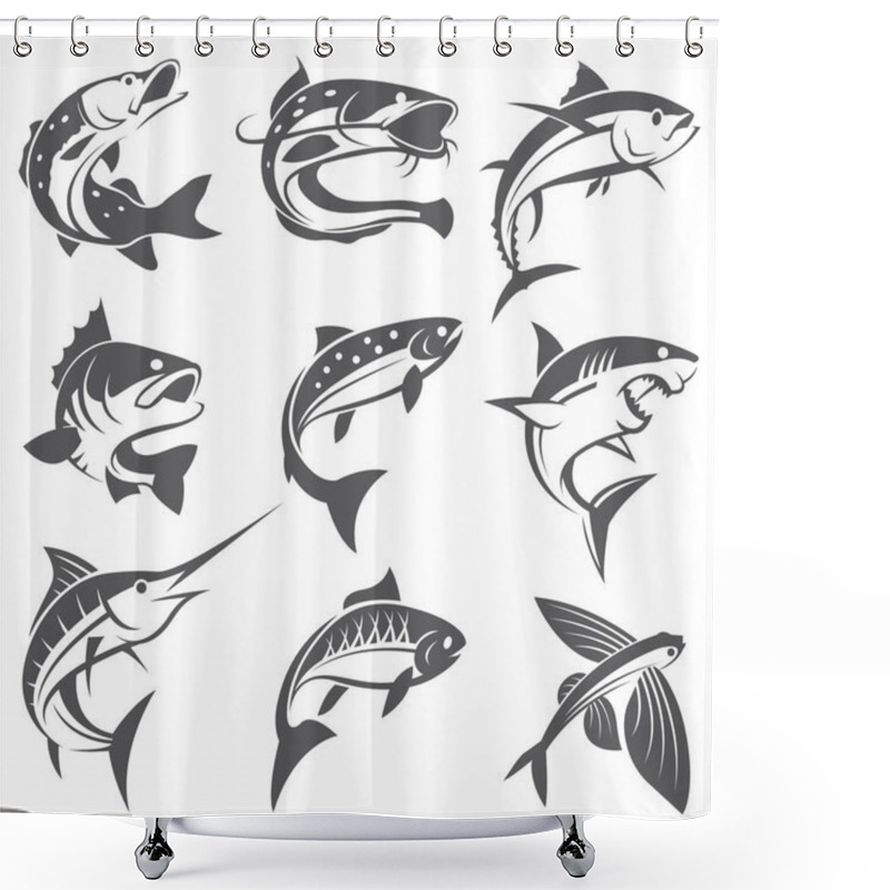 Personality  Fish Illustrations Set Shower Curtains