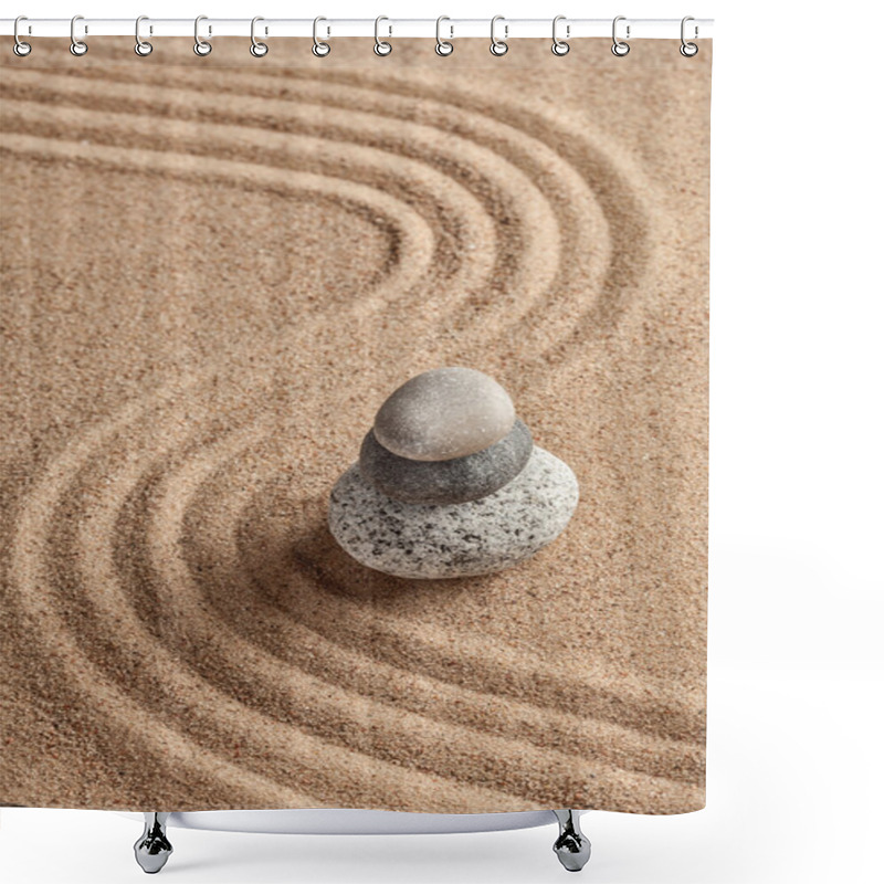 Personality  Japanese Zen Stone Garden Shower Curtains