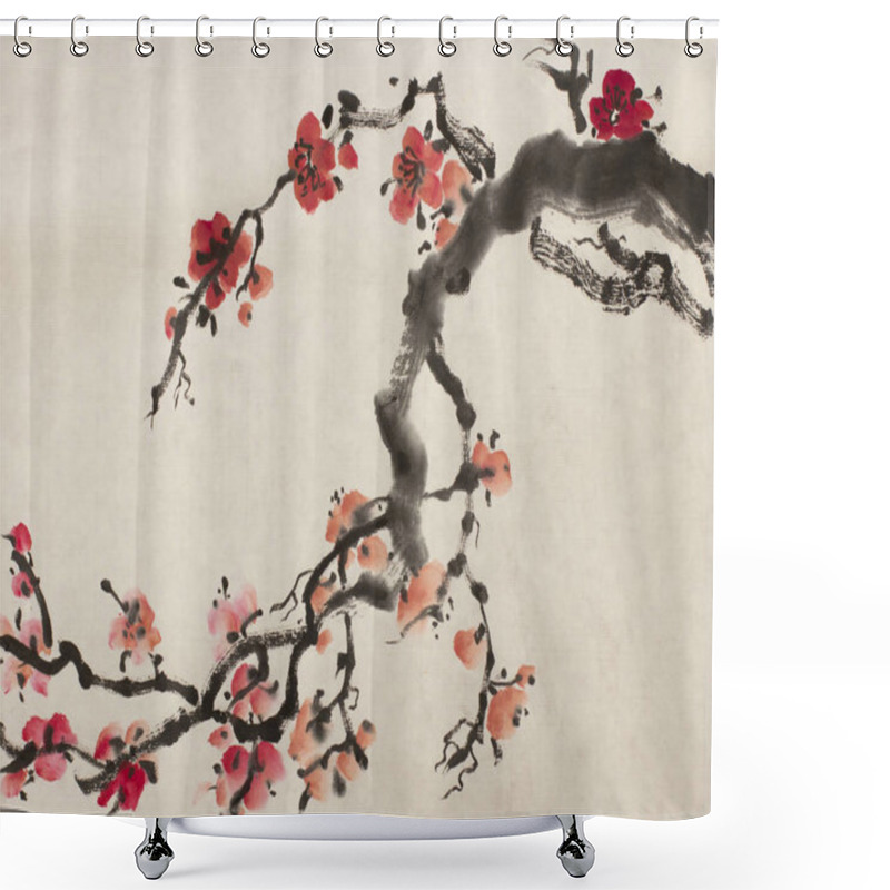 Personality  Blossoming Branch Of Plum Shower Curtains