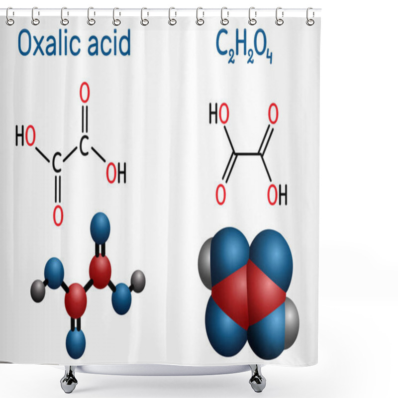 Personality  Oxalic Acid  C2H2O4 Molecule. It Is Dicarboxylic Acid. Structural Chemical Formula And Molecule Model. Shower Curtains