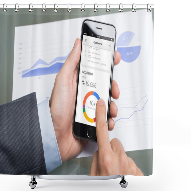 Personality  Businessman Using Google Analytics On Apple IPhone 6 Shower Curtains