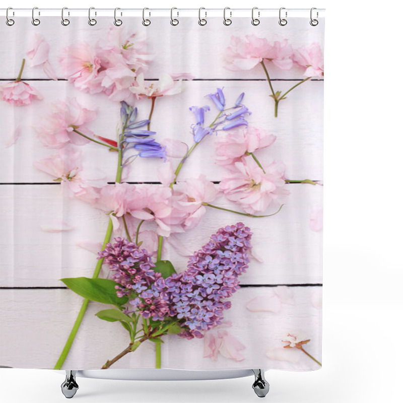 Personality  Beautiful Floral, Spring Background With Japanese Cherry Flowers Shower Curtains