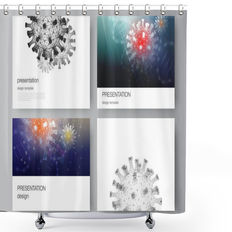 Personality  Vector Layout Of The Presentation Slides Design Business Templates, Multipurpose Template For Presentation Report. 3d Medical Background Of Corona Virus. Covid 19, Coronavirus Infection. Virus Concept Shower Curtains