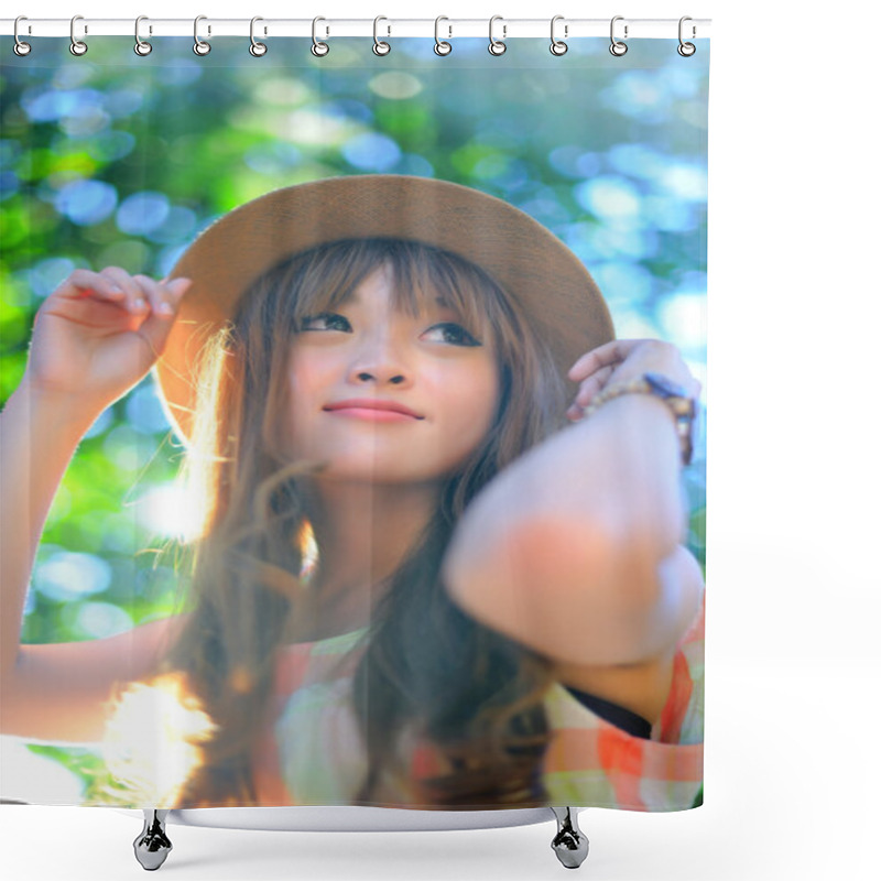 Personality  Beautiful Asian Girl Shower Curtains