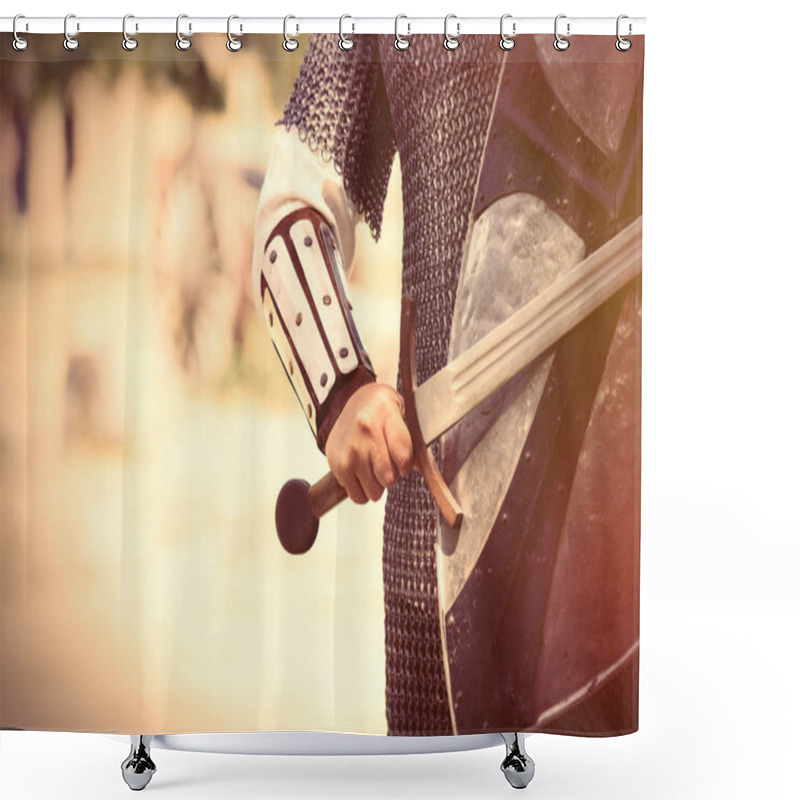 Personality  Strong Knight Hand With Sword  Shower Curtains