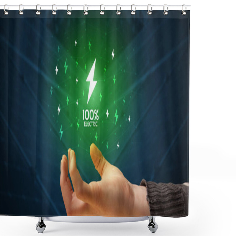 Personality  Hand Holding Lightning Bolt Shower Curtains