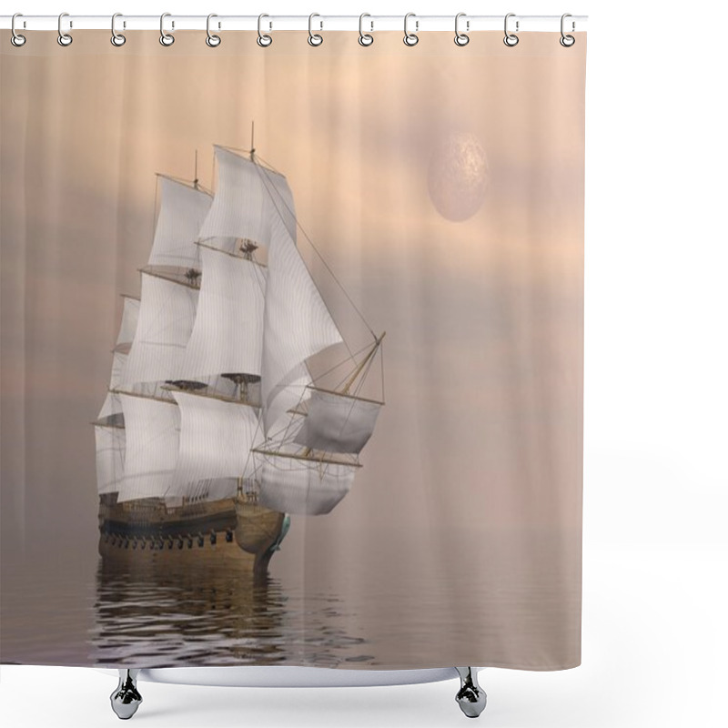 Personality  Old Merchant Ship - 3D Render Shower Curtains