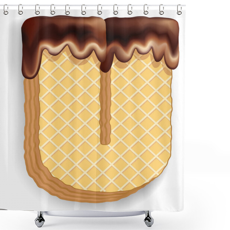 Personality  Letter U Consisting Of Wafers With Chocolate Cream Shower Curtains