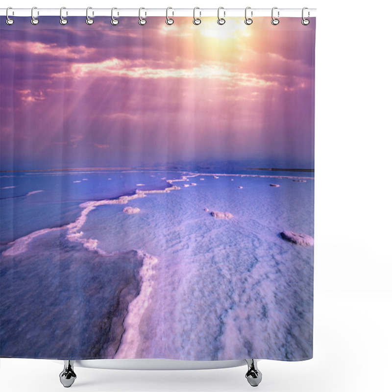 Personality  The Texture Of The Dead Sea. Seascape, Unique Sea. Salty Seashore. Israel Shower Curtains