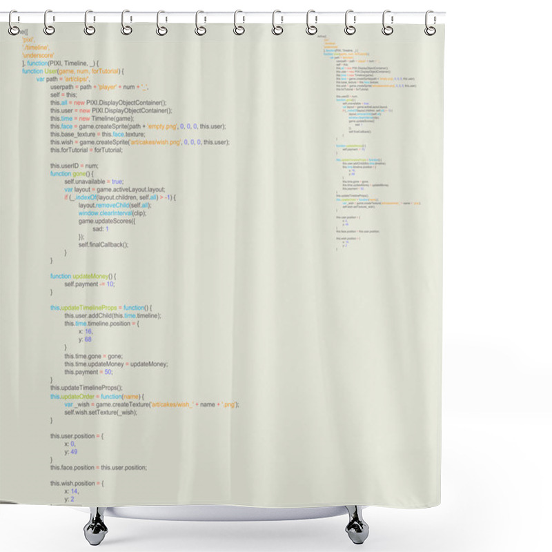 Personality  Program Code Listing, Abstract Programming Background. Vector Shower Curtains