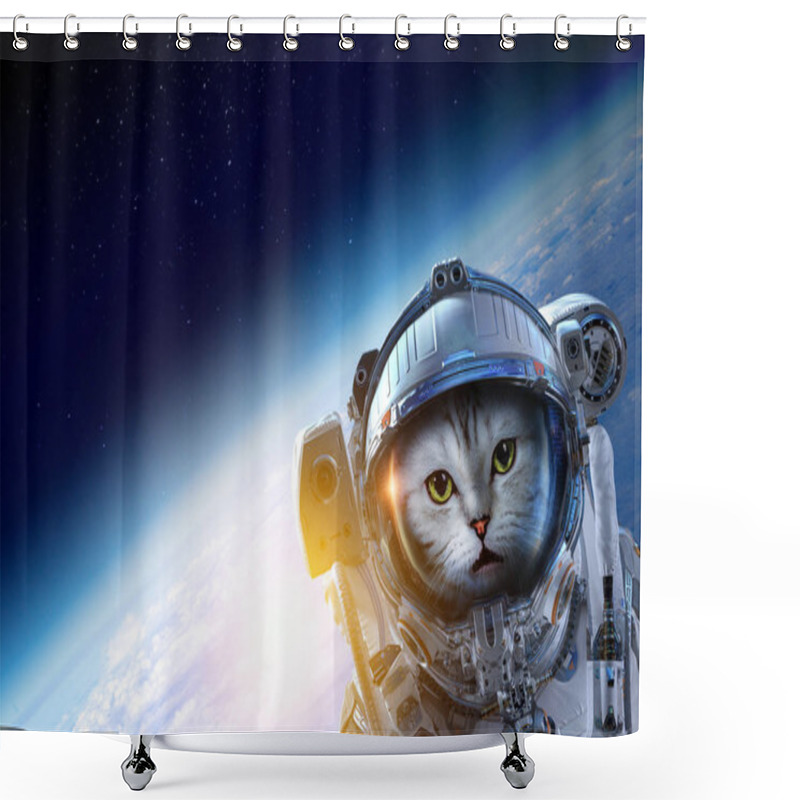 Personality  First Trip To Space. Mixed Media Shower Curtains