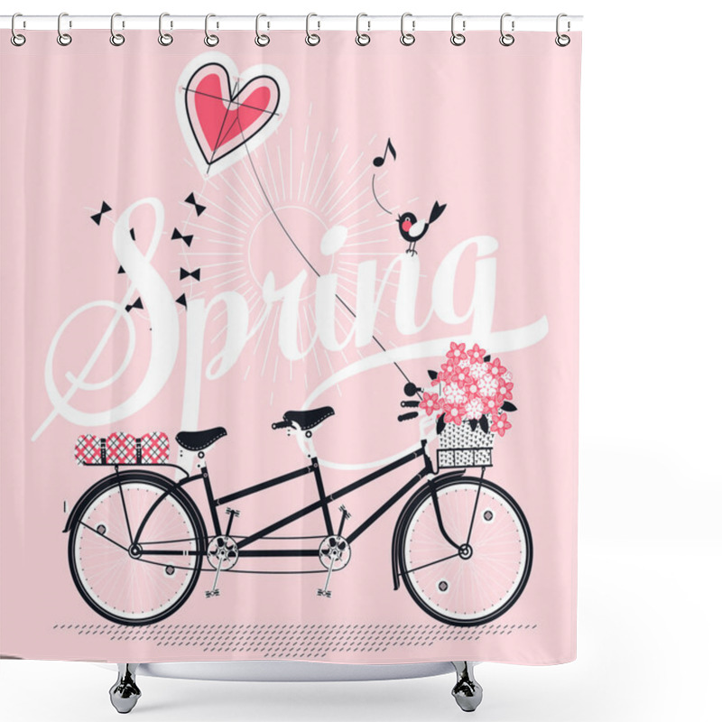 Personality  Lovely Spring With Tandem Bike  Shower Curtains