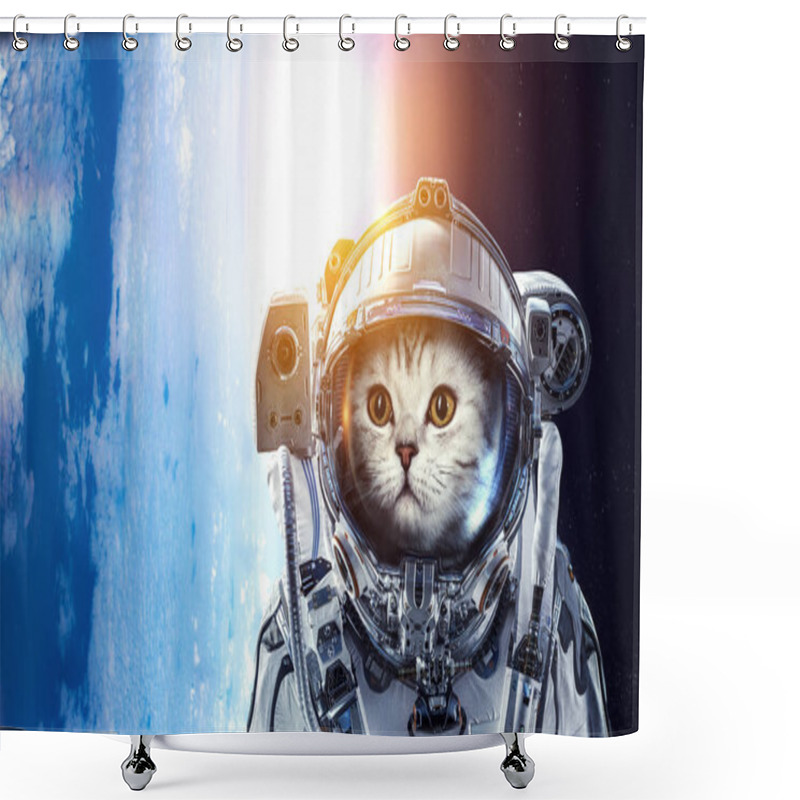 Personality  First Trip To Space. Mixed Media Shower Curtains