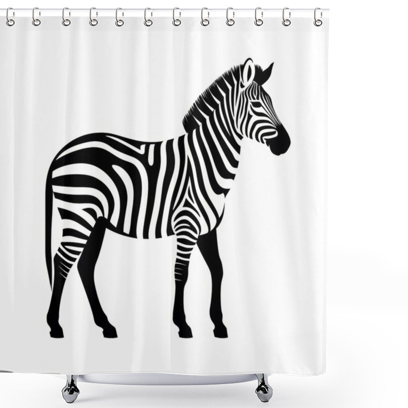 Personality  A Striking Illustration Of A Zebra, Showcasing Its Iconic Black And White Stripes Against A Clean, White Background. Shower Curtains