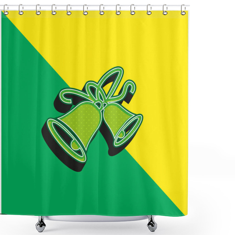 Personality  Bells Green And Yellow Modern 3d Vector Icon Logo Shower Curtains