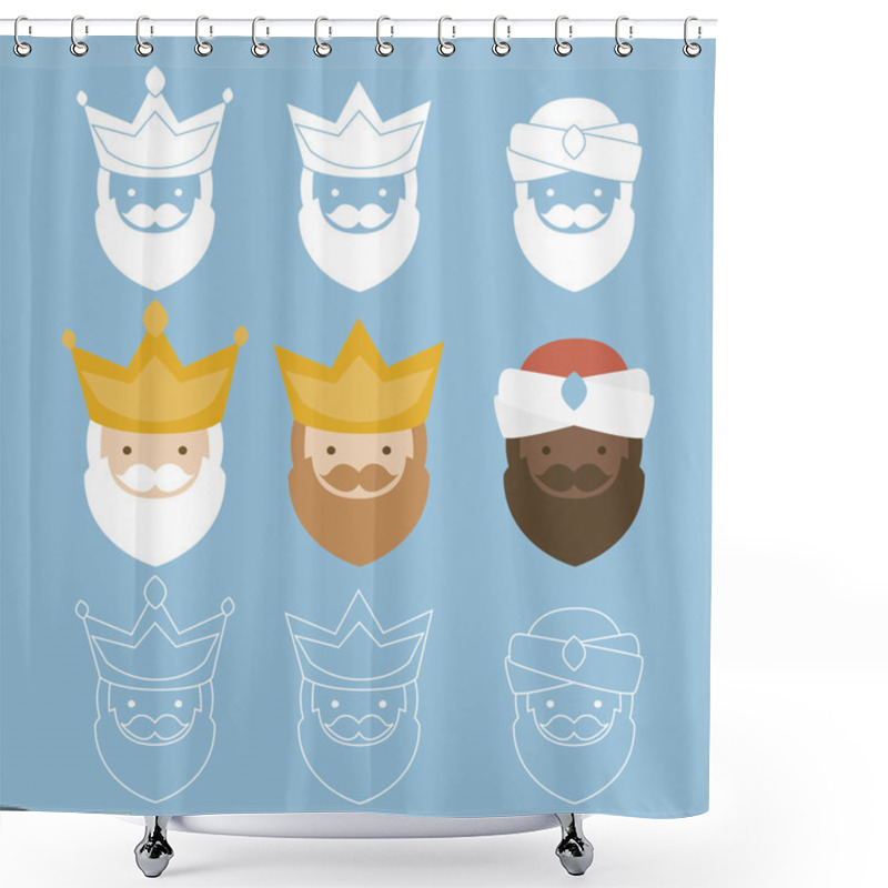 Personality  The Three Kings Of Orient. 3 Magi Icons Vector Set Shower Curtains