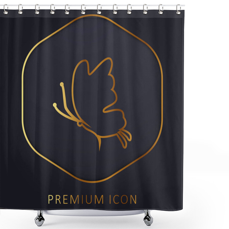 Personality  Beautiful Butterfly Silhouette Golden Line Premium Logo Or Icon Shower Curtains