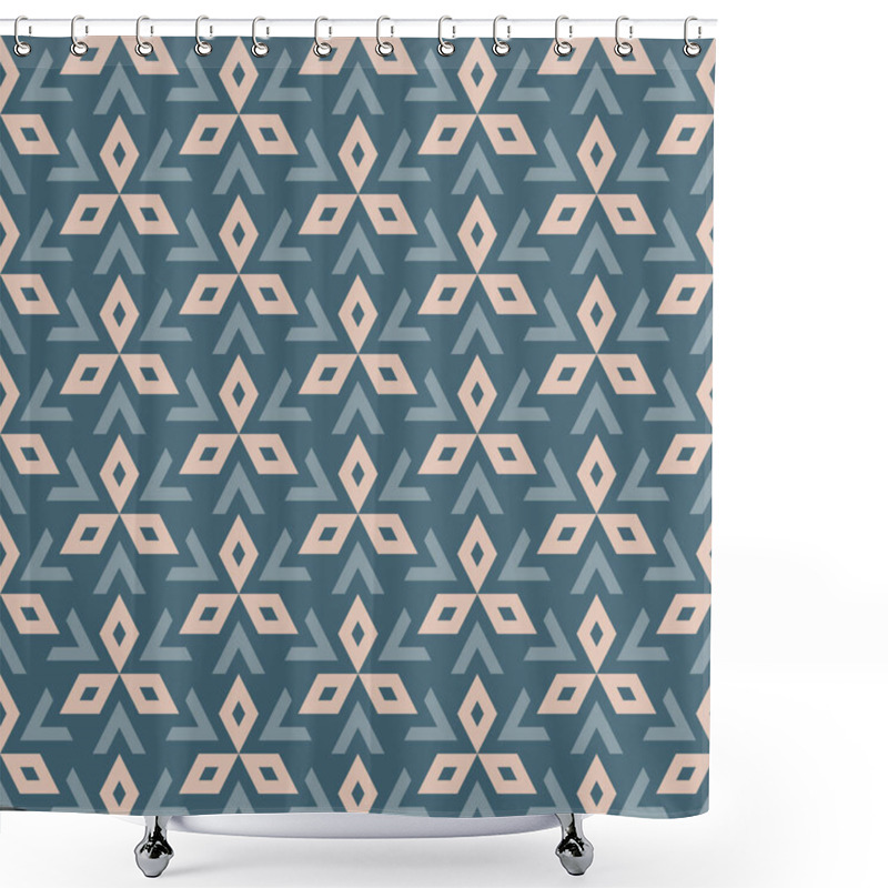 Personality  Rhomb Geometric Seamless Pattern. Monochromatic Geometrical Surface Design Shower Curtains