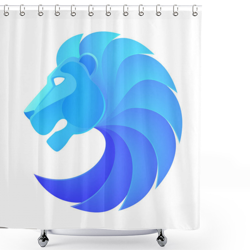 Personality  Blue Lion Head Shower Curtains