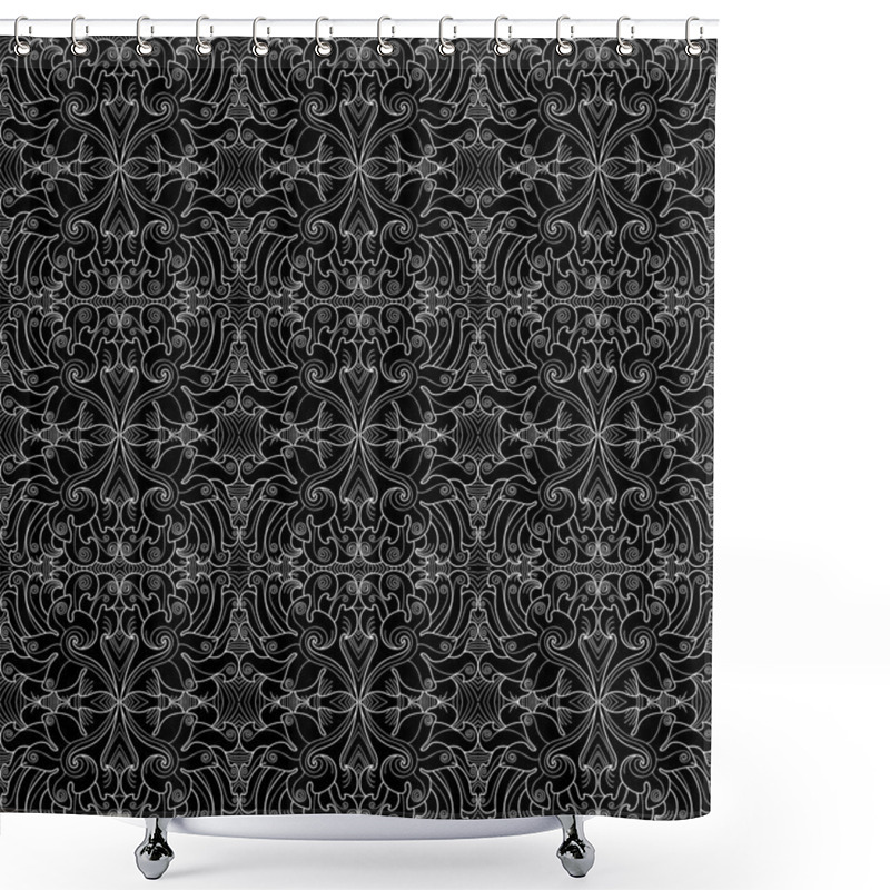 Personality  Seamless Black-and-white Contour Pattern. Shower Curtains