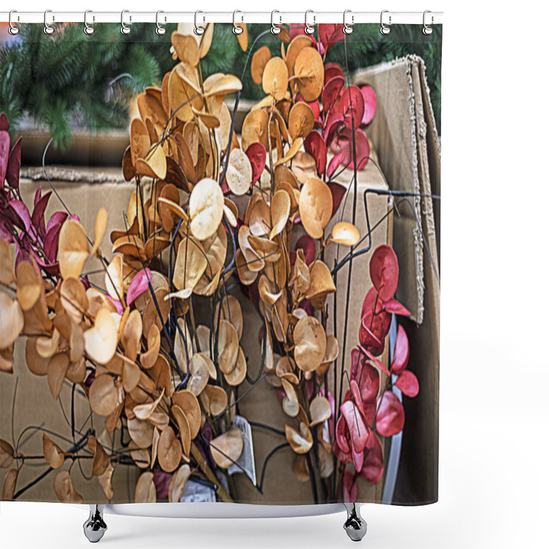 Personality  Beautiful Dry Brown Tones Plant Petals In The Interior Shower Curtains