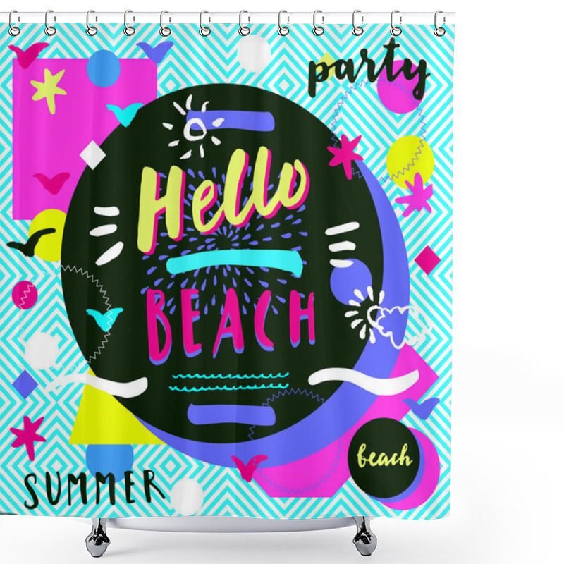 Personality  Hello Summer Beach Party.  Shower Curtains