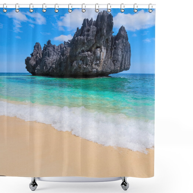 Personality  Beautiful Tropical Landscape With Beach And Island Shower Curtains