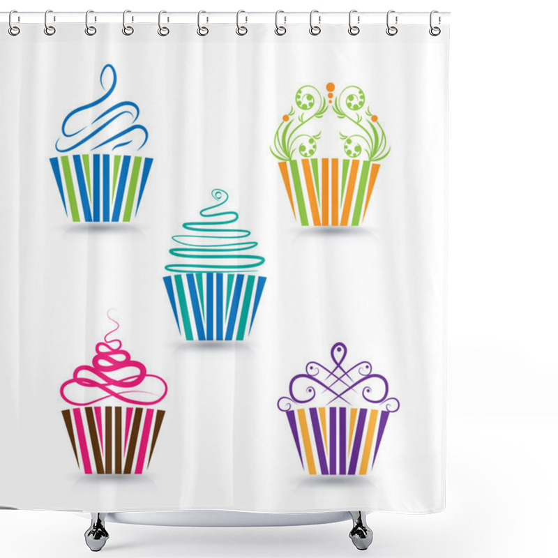 Personality  Cupcake Stylized Logo Template Shower Curtains