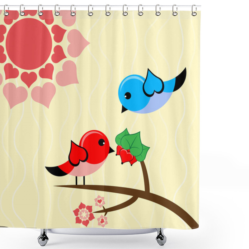 Personality  Vector Illustration With Bird In Love. Shower Curtains