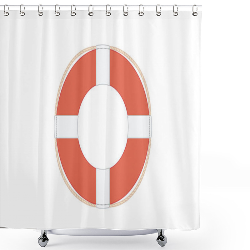 Personality  Vector Flat Outline Lifebuoy, Life Buoy Icon Shower Curtains