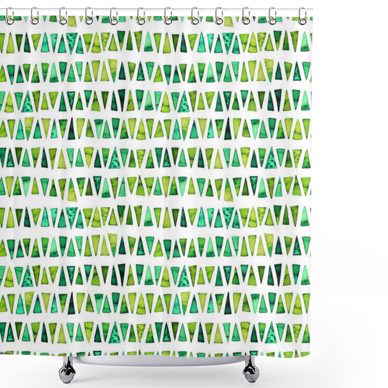 Personality  Seamless Pattern With Green Triangles. Shower Curtains