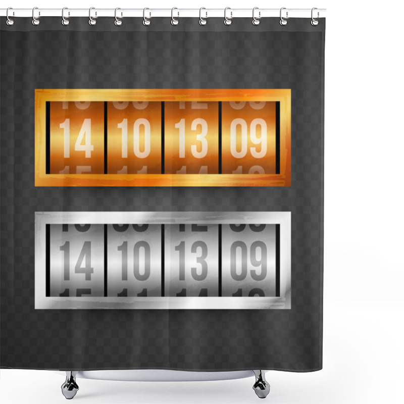 Personality  Countdown Website, Digital Clock Timer In Golden And Metallic Co Shower Curtains