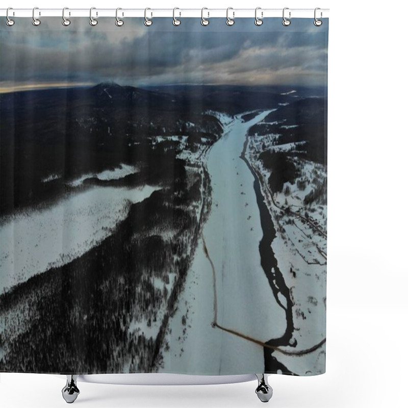 Personality  Aerial Landscape In Winter Season Shower Curtains