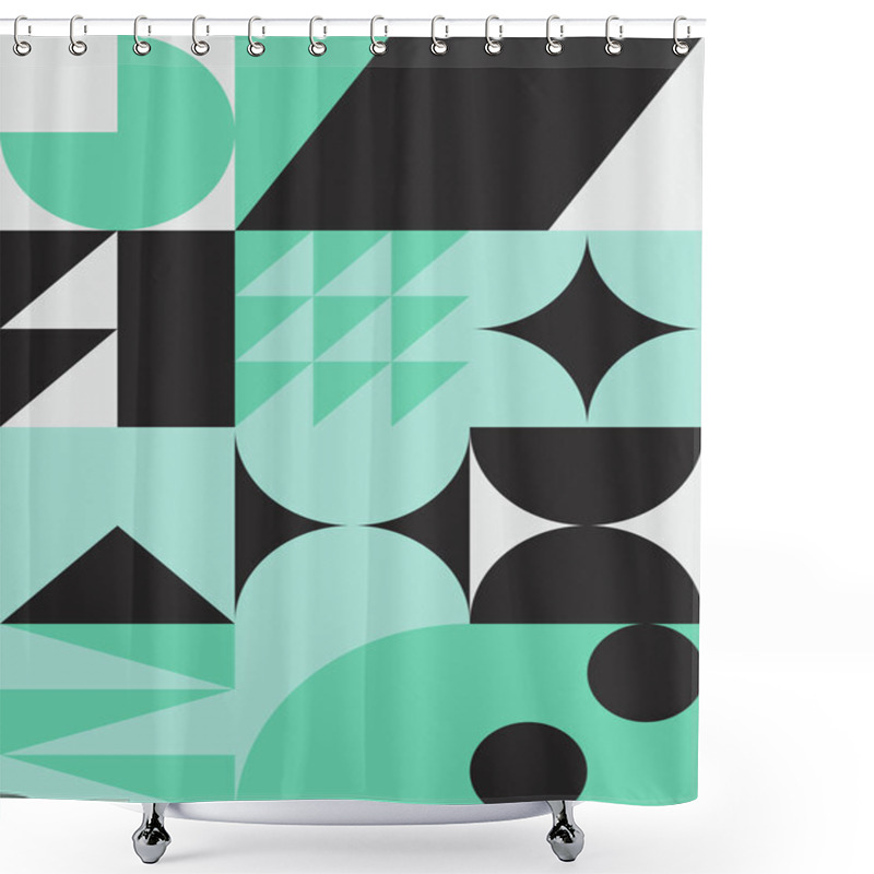 Personality  Brutalism Art Inspired Abstract Vector Pattern Made With Simple Geometric Shapes And Forms. Bold Form Graphic Design, Useful For Web Art, Invitation Cards, Posters, Prints, Textile, Backgrounds. Shower Curtains