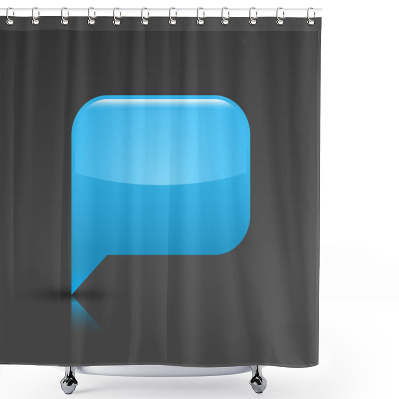 Personality  Blue Glossy Blank Speech Bubble Icon Web Button Shower Curtains