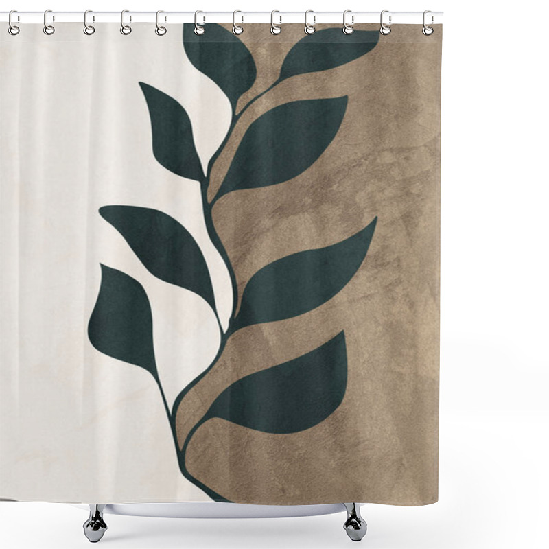 Personality  Organic Geometric Abstract Art, Texture, Geometric Shapes, Beige, Brown, Yellow, Black, Green, Green, Nature, Botanical, Flowers, Leaves, Landscape, F Shower Curtains