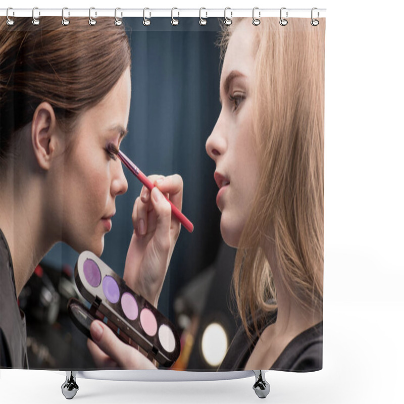 Personality  Make-up Artist Applying Eyeshadow Shower Curtains