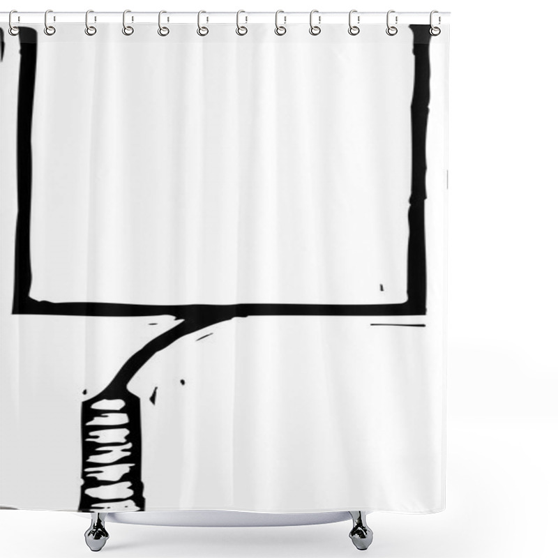 Personality  Woodcut Illustration Of Football Goal Post Shower Curtains