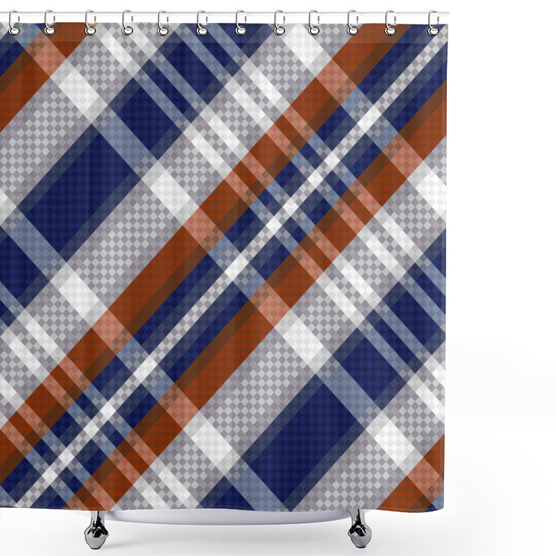 Personality  Diagonal Tartan Seamless Texture In Blue And Light Grey Hues  Shower Curtains