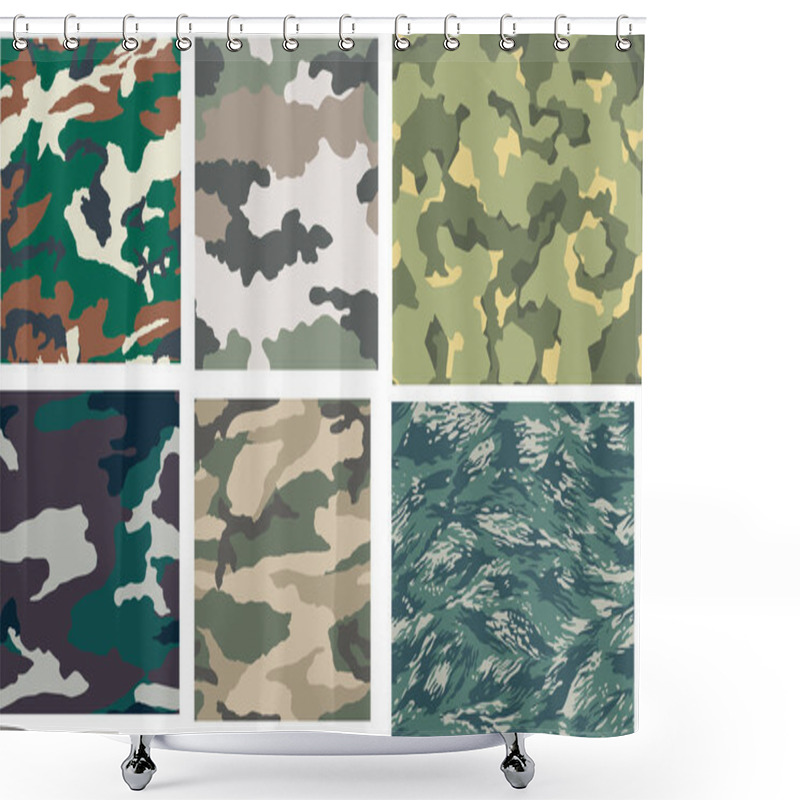 Personality  Vector Mega Set Of Seamless Camouflage Shower Curtains