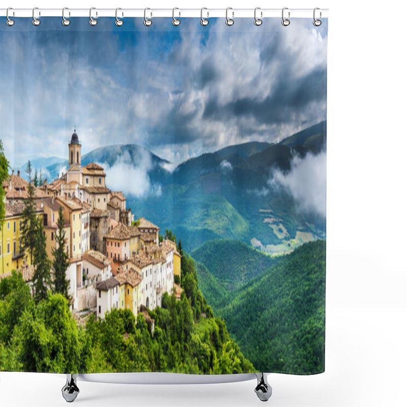 Personality  Abeto Small Town With Beautiful Views Of The Mountains And Gorge Shower Curtains