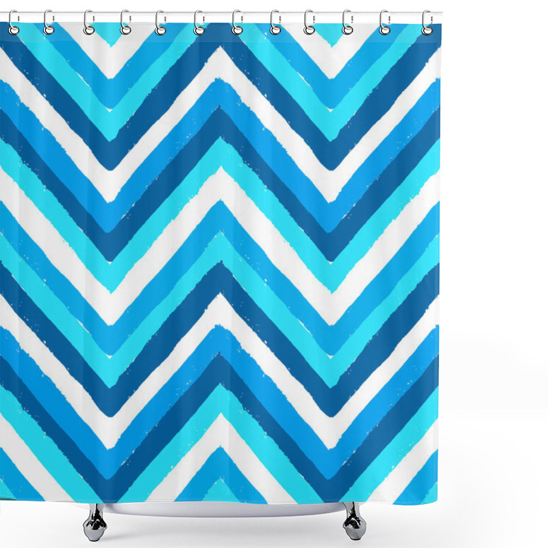 Personality  Blue Painted Chevron Pattern Shower Curtains