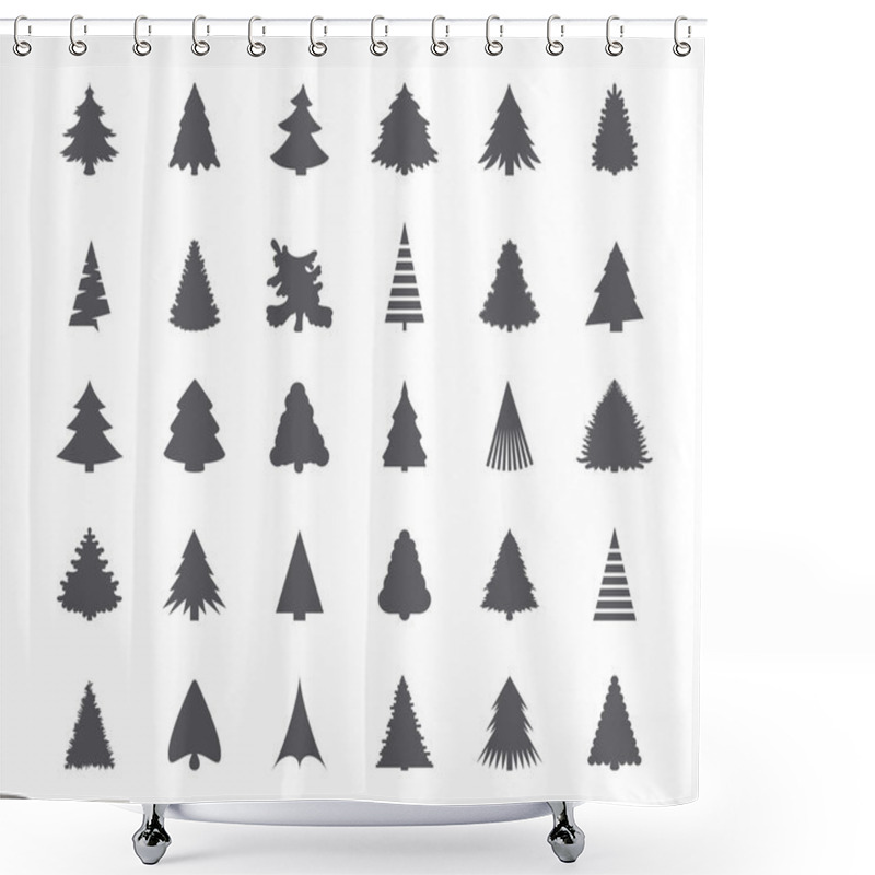 Personality  Different Christmas Tree Silhouettes Shower Curtains