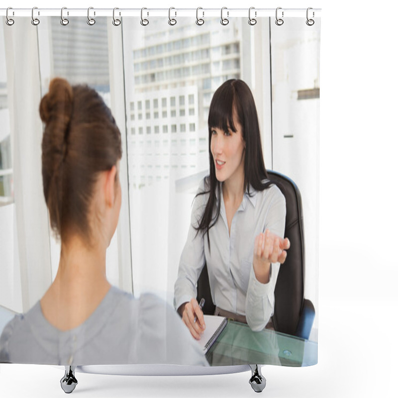 Personality  A Business Woman Interviews A Potential New Employee Shower Curtains